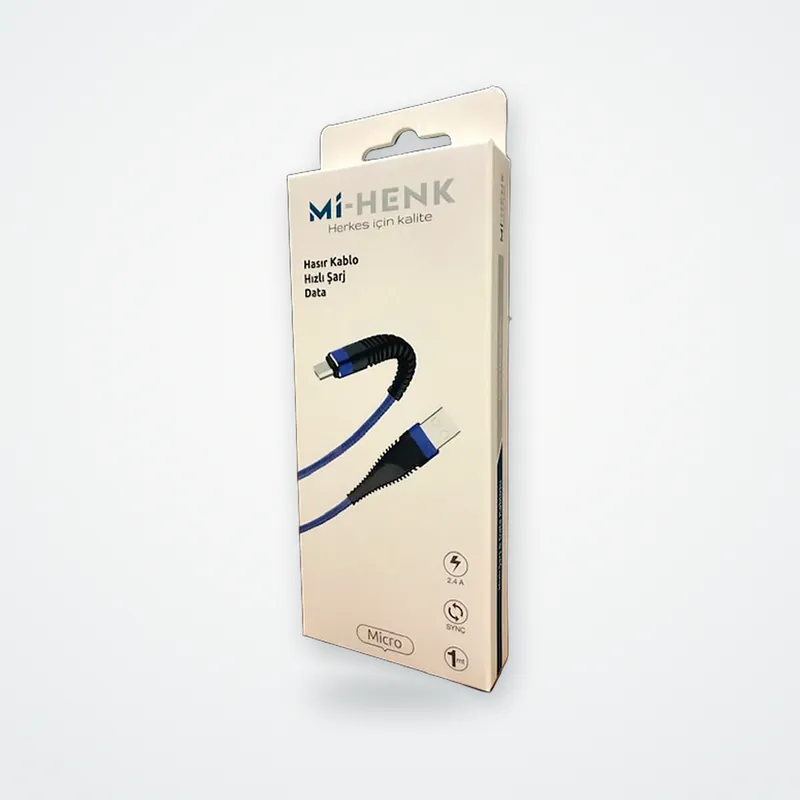 Micro USB Hasır Hızlı Şarj Kablosu - görsel 4